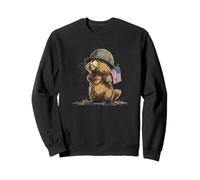 Costume de Castor de Soldat Mignon pour Les Fans du Drapeau américain et des Militaires Sweatshirt