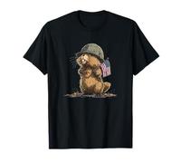 Costume de Castor de Soldat Mignon pour Les Fans du Drapeau américain et des Militaires T-Shirt