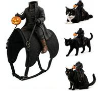 Costume de cavalier sans tête - Illusion 3D effrayante d'équitation pour | Costume d'Halloween amusant pour animal de compagnie, tenue de costumade sombre réaliste avec ruban magique