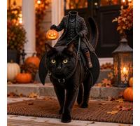 Costume de cavalier sans tête pour Halloween | Costume de chat illusion d'équitation 3D : design hilarant de cavalier sans tête. Parfait pour les fêtes d'Halloween