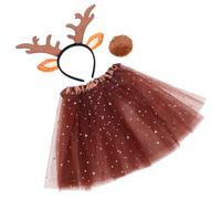Costume de Cerf Fille Serrage-tête, Queue, Peluche pour Fête Halloween | Accessoires de Déguisement Marron, Détails Réalistes, Usage Cosplay, Style Mignon, pour Garçon et Filles et Adultes