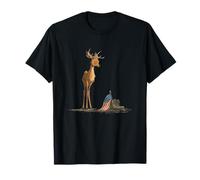 Costume de cerf Militaire Triste avec Drapeau américain T-Shirt