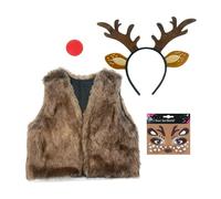 Costume de cerf - Tenue toute la journée, serre-tête et art du visage en bois de renne | Pour cosplay, événement, maquillage, fête, anniversaire, petite amie, université, étudiants, adultes