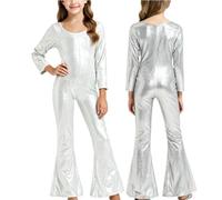 Costume de chanteuse pour fille - Combinaison une pièce à col montant, manches longues et fermeture éclair dans le dos - Combinaison intégrale des années 70, discothèque, danse, club, fête, costumade