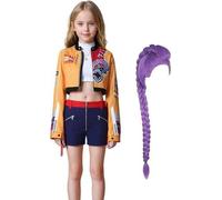 Costume De Chasseur De Démons Cosplay - Rumis Cosplay Veste Short Costume Avec Perruque, Costumes De Chanteuse Pop Pour Filles Halloween Fête Cosplays Ensemble Our 4-12 Ans