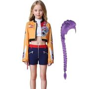 Costume De Chasseur De Démons Cosplay - Rumis Cosplay Veste Short Costume Avec Perruque, Costumes De Chanteuse Pop Pour Filles Halloween Fête Cosplays Ensemble Our 4-12 Ans
