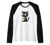 Costume de chat cool avec bonnet jaune pour garçons et filles Manche Raglan