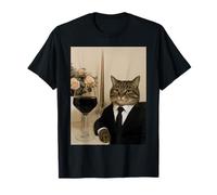 Costume de Chat Gentleman profitant d'un dîner Tranquille avec Photo IA T-Shirt
