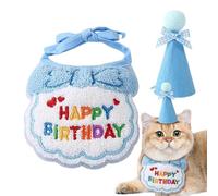 Costume de chat « Happy Birthday » - Collier d'anniversaire pour chat et fournitures de fête d'anniversaire | Chapeau d'anniversaire pour chat, décorations de fête pour chats, vêtements festifs et