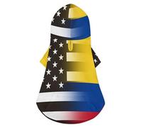Costume de Chat Mignon avec Drapeau des États-Unis et de la Colombie, Noir et Blanc, Sweat à Capuche pour Chien, Tenue pour Animaux de Compagnie de Petite et Moyenne Taille, 2XL