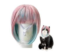 Costume de chat pour chiens, Costume de perruque pour animaux de compagnie,Blue Pink Wig Cats Cosplay Fun | Halloween Christmas Masquerade Role Play Dog Puppy Heatwear Toy pour voyager, rassembler, sc