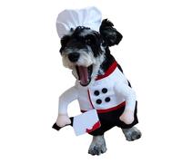 Costume de chef amusant pour chien avec tissu doux et respirant pour chiots, maquillage, fêtes, photos, costume de chef mignon, tissu doux lavable pour chiens de petite taille et média