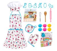 Costume De Chef Pour Enfants, Ensemble D'Ustensiles De Cuisine Pour Enfants, 20 Pièces Comprenant Un Vrai Tablier, Chapeau De Chef, Ustensiles De Cuisine, Junior C