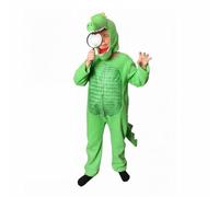 Costume de chercheur alligator vert pour enfants - Body deux pièces en polaire douce avec capuche et loupe - Tenue de détective amusante pour la journée mondiale du livre, Halloween, l'école, les