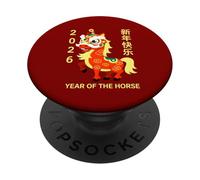 Costume de Cheval dans Un Joli Masque de Lion pour Le Nouvel an Lunaire 2026 PopSockets PopGrip Adhésif