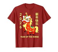 Costume de Cheval dans Un Joli Masque de Lion pour Le Nouvel an Lunaire 2026 T-Shirt