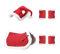 Costume de cheval de Noël, costume de cheval de Noël, costume de cheval de Noël, foulards de cheval debout Père Noël chapeau de cheval protège-selle, décoration de sport équestre pour Noël