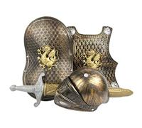 Costume de chevalier, costume de chevalier pour enfants 4 pièces/ensemble d'armure médiévale à motif dragon comprenant un casque, un bouclier, une épée et des costumes d'habillage pour enfants pou