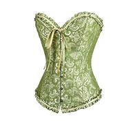 Costume de chevalier médiéval pour femme - Fête gothique - Dentelle florale - Corset slim - Haut Chiaki Nanami - Costume de cosplay (vert, XL)