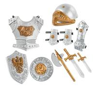 Costume de Chevalier pour Enfants, 10 pièces/Ensemble, Armure de Chevalier médiéval simulée Comprenant Un Casque, Un Bouclier, des épées, Une Hache et Plus Encore. Costumes d'habillage pour enfan