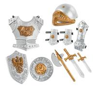 Costume de chevalier pour enfants, 10 pièces/ensemble, armure de chevalier médiéval simulée, comprenant un casque, un bouclier, des épées, une hache et bien d'autres costumes pour enfants pour j