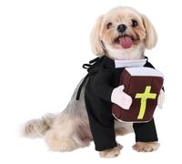 Costume de Chien avec Cravate arrière réglable, Costume de prêtre d'halloween pour Animaux Compagnie M