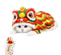 Costume de Chien de Danse du Lion Chinois, Tenues de Chat du Nouvel an Chinois avec Paillettes, Manteau à Capuche Chaud pour Animaux de Compagnie, pour Chiens de Petite et Moyenne Taille Red