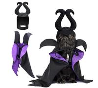 Costume de chien de sorcière, cape de magicien et cornes de vampire pour animaux de petite et moyenne taille, cape d'Halloween avec couvre-chef de diable pour déguisement et fêtes