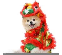 Costume de chien du Nouvel An chinois - 32 x 27 cm Costume de chien de danse du chinois pour le Nouvel An | Vêtements traditionnels pour chiens Festival du printemps chinois | Robe de carnaval