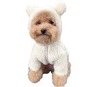 Costume de Chien Ours en Peluche, Costume de Chien Mignon, vêtements de Manteau à Capuche en Polaire Chiot (Beige, Medium)