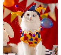 Costume de clown amusant pour chien avec chapeau joker - Tenue d'Halloween pour chiens et chats de petite et moyenne taille, chandail de cirque pour animal domestique (jaune, taille M)