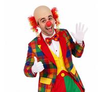 Costume de clown avec perruque et nez rouge | Perruque en latex avec cheveux bouclés et nez rouge de clown amovible et élastique pour cirque, carnaval, Halloween