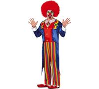 Costume de clown Carnaval Costume coloré Rayures joyeuses Cirque Humour Look amusant, Taille : 48 - 50 (M) Couleur : Multicolore