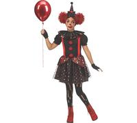 Costume de clown chromé pour filles en noir et rouge par Fun World