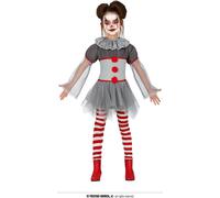 Costume de clown d'Halloween pour fille rouge-gris-blanc