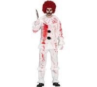 Costume de Clown d'Horreur Cirque Effrayant Cauchemar Nostalgique Carnaval Costume d'Horreur Spectacle Sombre Monde Clown Fantaisie Figure, Taille : 46 - 48 (S) Couleur : Blanc