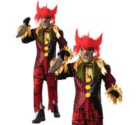 Costume De Clown Fou Pour Homme Halloween Effrayant Zombie + Masque