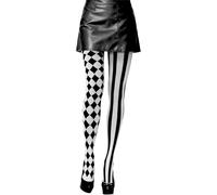 Costume de clown pour femme - Bas noirs et blancs - Accessoires pantomime Pierrot - Collants - Costume de carnaval - Chaussettes longues - Accessoires - Pantalon de clown (120 cm, noir et blanc)