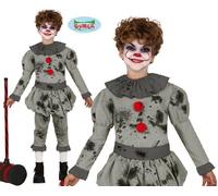 costume clown horreur polyester gris taille 7-9 ans
