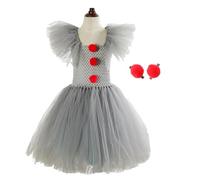 Costume de clowns - Costumes d'Halloween pour filles Robe de clowns, Costume de clowns cosplay | Costume en tulle respirant avec épingle à cheveux rouge, accessoires de fête quotidienne, ogget