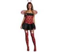 Costume de coccinelle pour femme - Robe d'Halloween - Ailes de fée - Costume de jeu de rôle - Robe bandeau et jambières (4 pièces, noir, taille M)