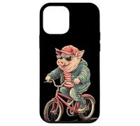 Costume de cochon de vélo amusant avec lunettes de soleil et vélo Coque pour iPhone 12 mini