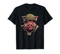 Costume de Cochon Sauvage avec Casque Militaire T-Shirt