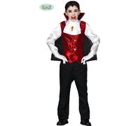 Costume de comte vampire pour garçon Costume d'Halloween noir-rouge-blanc