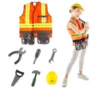 Costume de construction pour enfants Costume d'Halloween réfléchissant multi-poches pour enfants avec jouets de construction Les garçons s'habillent pour faire semblant, jouer un rôle, une fête, un