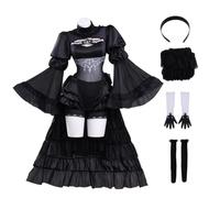 Costume de cosplay 2B avec perruque, tenue d'Halloween pour performance sur | Costume gothique 2byorha, haut, jupe, sous-pantalon, bandeau, voile, gants, chaussettes, jeu de rôle d'Halloween