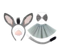 Costume de cosplay animal - Lot de 5 bandeaux animaux pour enfant - Oreilles en fourrure pour tout-petit - Cravate nœud papillon - Nez et jupe - kit de robe pour Halloween, mascarade, fête, jeu
