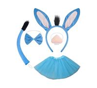 Costume de cosplay animal - Lot de 5 bandeaux animaux pour enfant - Oreilles en fourrure pour tout-petit - Cravate nœud papillon - Nez et jupe - kit de robe pour Halloween, mascarade, fête, jeu