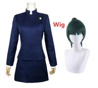 Costume de cosplay Anime Jujutsu Kaisen Zenin Maki 2026 - Haut, jupe, uniforme de fête d'Halloween, robe pour femme, perruques Costume and Wig