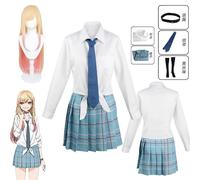 Costume de cosplay Anime My Dress Up Darling Kitagawa Marin, robes de cosplay Kitagawa Marin, uniforme scolaire, perruque, costume pour femmes costume wig